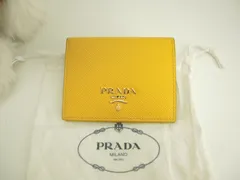 PRADA プラダ　三つ折り財布　ペーパーミニウォレット　ダイノ　イエロー プラダ(Prada) グレーストライアングル コンパクトウォレット