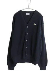 【お得なクーポン配布中!】 80s USA製 ラコステ アクリル ニット カーディガン メンズ レディース L 古着 ヴィンテージ 羽織り 前開き セーター ワンポイント ネイビー
