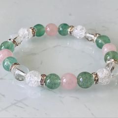 N3.《深緑の癒し》グリーンアベンチュリン☆ローズクォーツ☆水晶☆パワーストーンブレスレット
