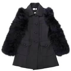 レッド ヴァレンティノ RED VALENTINO 切替 フェザー ステンカラーコート ジャケット ウール シングル 黒 ブラック 40 約M 1012のサムネイル