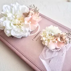 フォーマルコサージュ　親子セット　peach moca