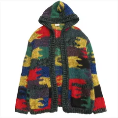 美品 18aw サンローラン パリ SAINT LAURENT PARIS フーデッド モヘア ロング カーディガン ニット ジャケット ブルゾン パーカー セーター 総柄 XS マルチカラー メンズ◆９のサムネイル