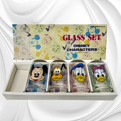 【レア】【未使用品】ディズニー キャラクターガラスコップ 4個セット（ミニー欠け）大西賢製販 スマイルグラスセット 元箱あり 昭和レトロ