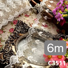チュールレース　パール付き　金糸刺繍　6m