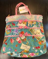 ロラライハリス♡YUWA水彩画アート生地♡刺繍の丸型絞りバッグ
