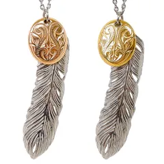 ハワイアンジュエリー ネックレス レディース ステンレス フェザー 羽 スクロール 金属アレルギー対応