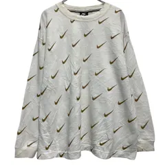 NIKE プリントスウェット トレーナー XXL ホワイト ゴールド ナイキ 総柄 スポーツ ビッグサイズ 古着卸 アメリカ仕入 a612-5370