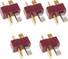 GRmkt 互換品 T型 コネクター ラジコン バッテリー 接続 ディーンズ タイプ 2P プラグ リポ リフェ オス 5個 セット(オス5個)