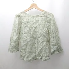 ◇ ⊂ ナチュラルクチュール シースルー 長袖 ピンドットブラウス カットソー サイズF グリーン系 レディース E  【1506300031557】
