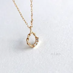 ◆ 259 ゴールド ドロップ ジルコニア ネックレス 40cm K16GP アクセサリー ◆　再販 定番 人気 大人 上品 華奢 きれいめ シンプル 小ぶり 雫
