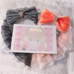 硬質ケース  黒 オレンジ ハート  トレカケース デコ