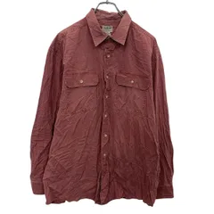 L.L.Bean 長袖 無地シャツ L エンジ系 エルエルビーン ボタン 胸ポケット カジュアルシャツ シンプル 古着卸 アメリカ仕入 a704-5070