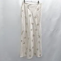 ◇ ⊂ MOUSSY マウジー 花柄 ひざ下 フレア スカート サイズ1 アイボリー系 レディース E  【1502030011890】