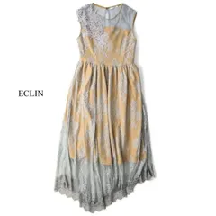 定価1,7万◆美品◆ECLIN◆春夏◆極上◆モチーフ&レイヤード シアー レース アシンメトリー フォーマル ドレス ワンピース ◆エクランのサムネイル