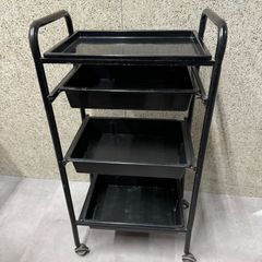【中古】キャスター付きワゴン　ブラック　オオヒロ　理美容室にどうぞ☺