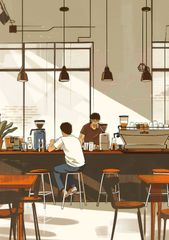 カフェ アート マイリトルコーヒースタンド 9 & 14  デジタルアート フォト ポスター A4 サイズ