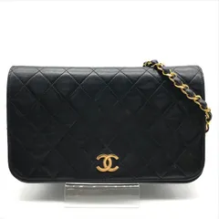 良品 CHANEL シャネル ココマーク マトラッセ プッシュロック ラムスキン チェーン ショルダー バッグ ブラック レディース k5588