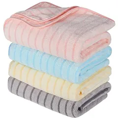 75*35 AISFA タオル 4色4枚セット マイクロファイバー ホテル仕様 フック付き ふかふか 高速吸水 速乾抗菌防臭 耐久性 毛羽落ち少ない (75*35)