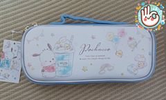 ポチャッコ　ラウンドファスナーペンケース  SWEET FLUFFY　水色