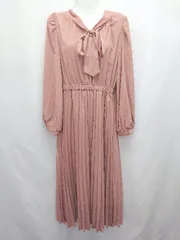 ◇ ⊂ natural couture ナチュラルクチュール くすみカラー 長袖 ロング ワンピース サイズF ピンク レディース E  【1505290030472】