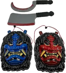 ST TS なまはげ 鬼 お面 おに 節分 豆まき オニ退治 赤鬼 青鬼 節分豆 鬼面仮装 変身 なりきり 出刃包丁 コスチューム 赤青オニ セット