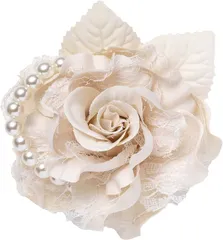 Mare GooDs(マーレグッズ) コサージュ パール付き ローズコサージュ バラ 薔薇 フォーマル 入学式 卒業式 式典 ヘッドドレス チャーム(ベージュ)