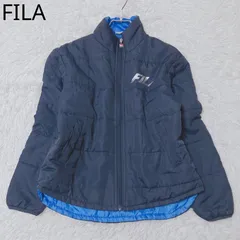 フィラ　中綿ジャケット　ネイビー　ポケット　ロゴ入り　防寒　アウトドア　スポーツ　シンプル　140サイズ
