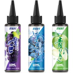 電子タバコ リキッド 3風味セット メンソール配合 180ml 大容量 vapeリキッド ニードルボルト付き ニコチンなし タールなし ベイプ 爆煙 E-Liquid MEET