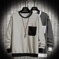 Tシャツ メンズ 長袖 トップス 長袖Tシャツ ボーダー柄 クルーネック カジュアル 装飾用ポケット シンプル おしゃれ 大人 誕生日 プレゼント ギフト 彼氏 シャツ 普段着hjfs156