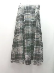 ◇ AS KNOW AS PINKY バックウエストゴム 千鳥チェック柄 おしゃれ ロング フレア スカート サイズM ブラウン レディース E  【1310050022846】