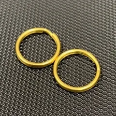 真鍮製 二重リング 丸型直径15mm キーリング2点セット