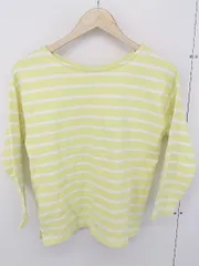 ◇ A day in the life UNITED ARROWS ボーダー 七分袖 Tシャツ カットソー イエロー オフホワイト レディース  【中古】 【1206240013445】