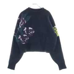 Rhodolirion (ロドリリオン) 薔薇デザイン ショート丈 ウールニットセーター レディース ブラック LN899