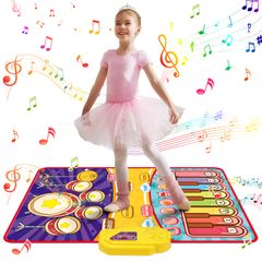 New Skirfy Piano Mat Toy, Dance Mat for Kids, Educational Toy with 2-in-1 Play Mode, Keyboard Instrument, Drum Mode, Foldable, 13 Demo Songs, 8 Keys, 8 Instrument Sounds, Recording and Playback Function, Adjustable Volume, Music Mat, Perfect for Kids' Birthdays and Christmas Gifts