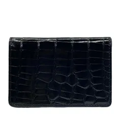 【未使用】Dunhill ダンヒル カードケース パスケース 名刺入れ 二つ折り クロコ型押し レザー ブラック