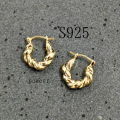 S925 シルバー ゴールド ピアス ツイスト ねじねじ アクセサリー 大人気