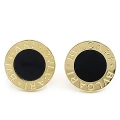 【栄】ブルガリ K18YG ブルガリブルガリ オニキス ピアス 750YG ジュエリー ロゴ【仕上済】