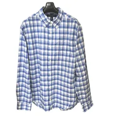 トミーヒルフィガー メンズ チェックシャツ カジュアルシャツ コットン100％　長袖 ボタンダウンシャツ ギンガムチェック ブルー ホワイト XL