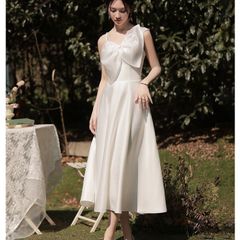 新品 未使用 2025新作 ホワイト ウェディングドレス 伴娘服 ロングドレス 吊り紐デザイン シンプル 春夏 高級感 小柄さん向け 婚紗ドレス 結婚式 二次会 姉妹団