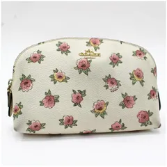 コーチ 花柄 ポーチ 化粧ポーチ 13318 アイボリー×ピンク PVC