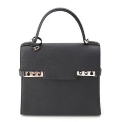 デルヴォー タンペートPM クリスピーカーフ 2WAY ショルダー ハンドバッグ AA0612AMF099ZPA ブラック【中古】