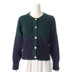 【シャネル】Chanel　カシミヤ ヴィンテージ ココマーク ニット カーディガン グリーン×ネイビー S 【中古】【鑑定済・正規品保証】188106
