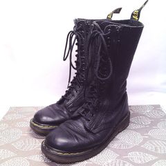 希少✨ ドクターマーチン 14ホール 【UK8】 ダブルジップ 11305 黒 美品】ドクターマーチン ブーツ 14ホール ブラック ダブルジップ