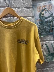 古着　L　半袖　Tシャツ　黄色　バックプリント　プリントTシャツ