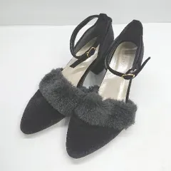 ◇ ⊇ ESPERANZA エスペランサ ファー付き ハイヒール サイズ23.5 ブラック レディース E  【1409100021615】