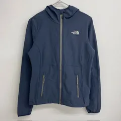 THE NORTH FACE トラックジャケット 刺繍ロゴ フード ネイビー【レディースS】