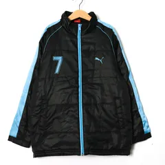 プーマ ナイロンジャケット 中綿入りジャンパー アウター キッズ 男の子用 140サイズ ブラック PUMA 【中古】