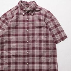 90's 00's Jクルー J.CREW チェック コットン ３点留め ボタンダウンシャツ (S) 紫系 90年代 旧タグ オールド　アメリカ古着 USED  ビンテージ ヴィンテージ