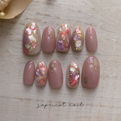 ネイルチップ シェルネイル(ピンクベージュ)