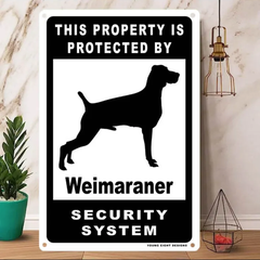 雑貨【Weimaraner/ワイマラナー】  Dog ドッグ  犬    メタルポスタ―　Security  セキュリティー 警告  ヤードサイン メタルプレート  ブリキ看板  -208